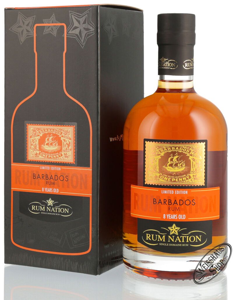 Rum Nation Barbados 8 YO Rum 40 vol. 0,70l Weisshaus Shop